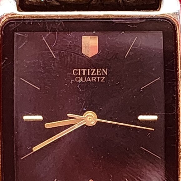 Citizen Watch Co. Black Square Face Gold Accents Quartz Watch with Leather Strap main image 6
